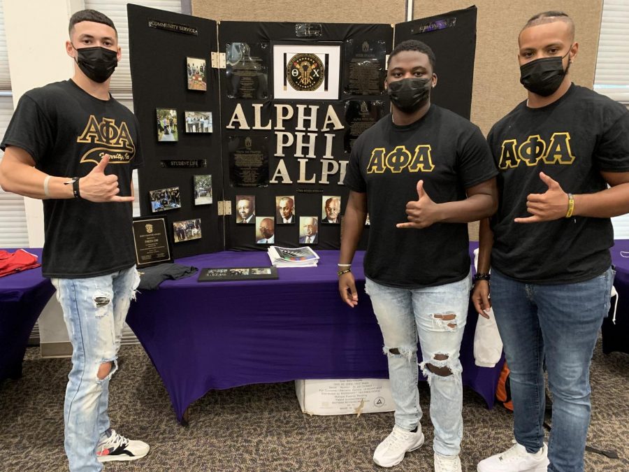 Alpha Phi Alpha Chapter Dean Tahner Raphael, Treasurer Kyle Scott and  Chapter Secretary Jaylon Etienne discussed greek life with their fellow demons at the Greek 1010 event.