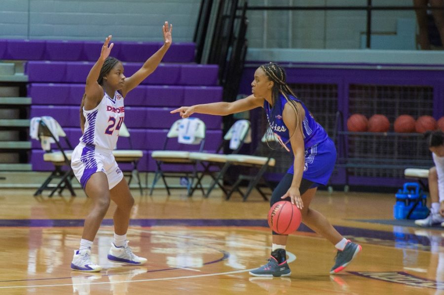 NSUs Osha Cummings, left, started 13 games in her freshman season, appearing in every game on the year, averaging 27.7 minutes per game, the second most by a true freshman in the Southland Conference for the 2020-2021 season.