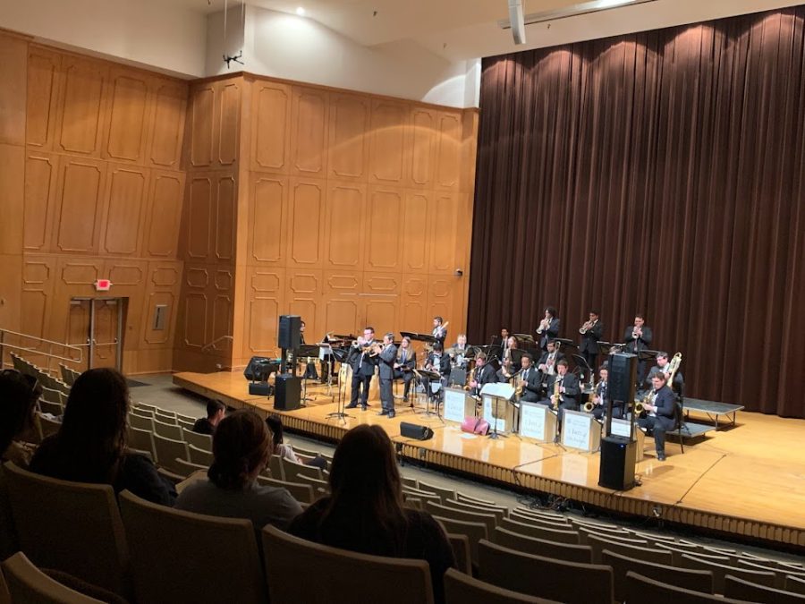 On Feb. 16, 2022, Northwestern State University of Louisiana’s Jazz Orchestra perform Chico and the Man, featuring duet by Blake Taggert on cornet and orchestra director Galindo Rodriguez on trumpet.