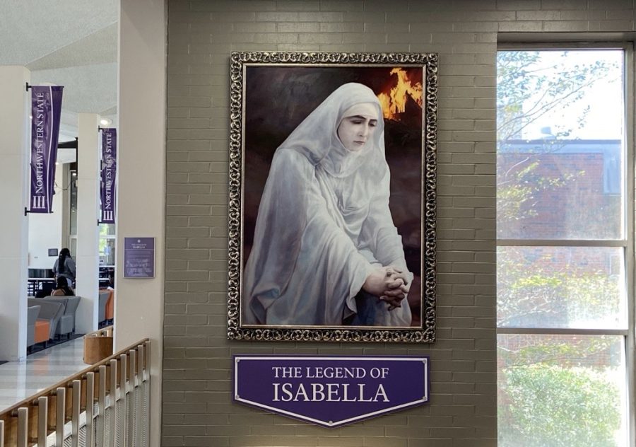 The portrait of Isabella at the Sylvan Friedman Student Union created by Camilo Mantilla, a graduate student from Cienfuegos, Cuba.