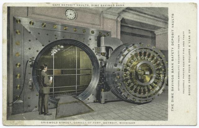 Safe Deposit Vaults, Dime Savings Bank: Griswold Street, Corner of Fort, Detroit, Michigan