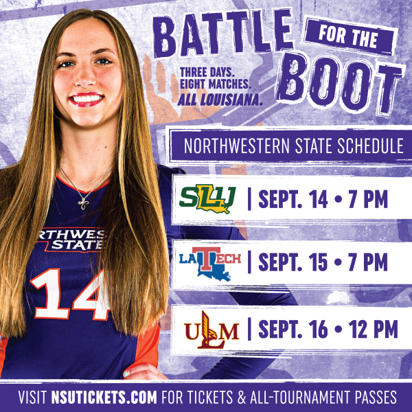 The Battle for the Boot is the perfect opportunity to watch some good volleyball and support the hard-working, dedicated girls on the NSU volleyball team.