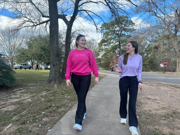 (L-R) Addison Duet and Emma Alleman take a walk to incorporate daily movement in their lives.
