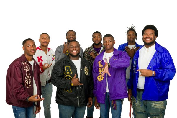 (From Left to Right) Caiden Matthews, William Scharpon, Ebenezer Aggrey, William Roberson, Christian Hawkins, Andrew Wesley, Dawn Stuckey, Jaylin Moore NPHC members from all the three active fraternities on campus.