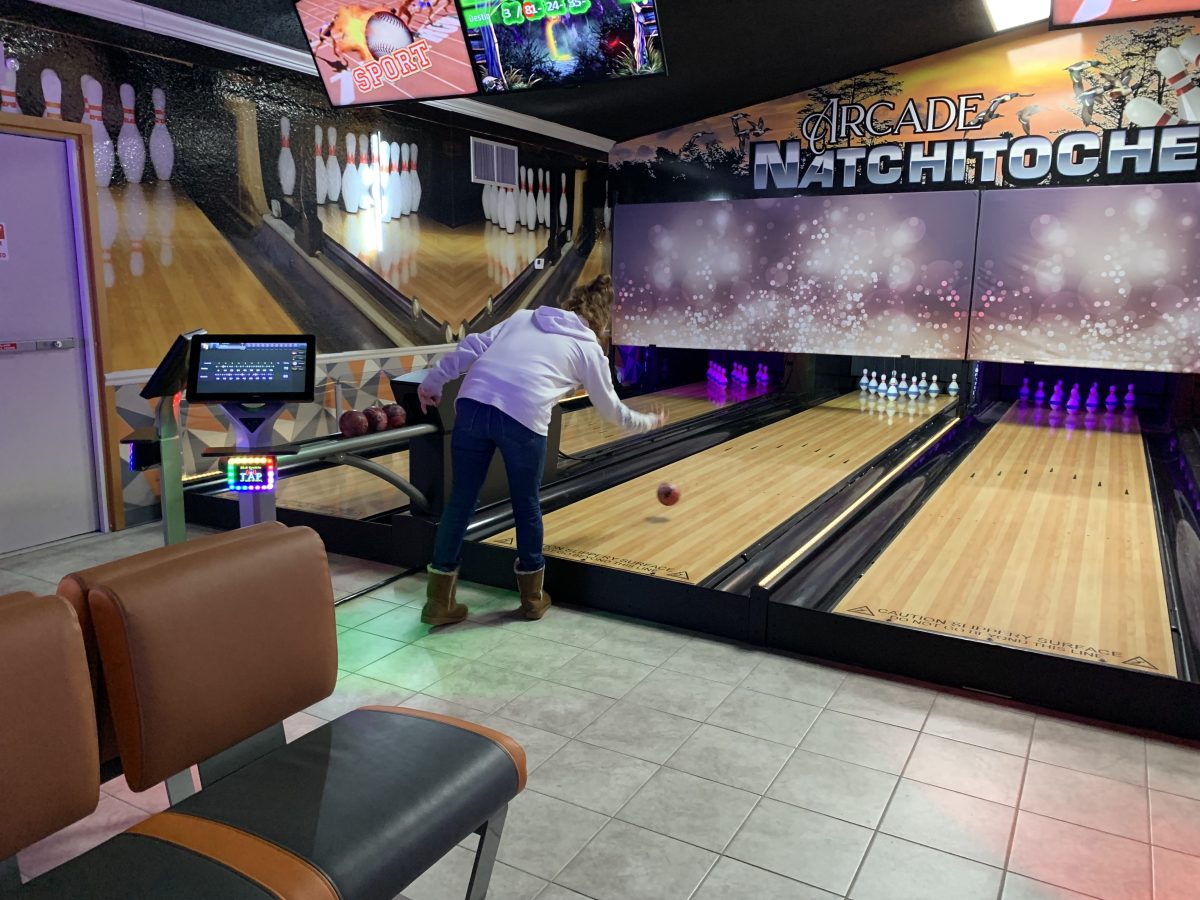 Arcade Natchitoches has Flying Duck Duckpin Bowling, a batting cage simulator, claw machines, video games, a basketball game and a virtual reality roller coaster simulator.