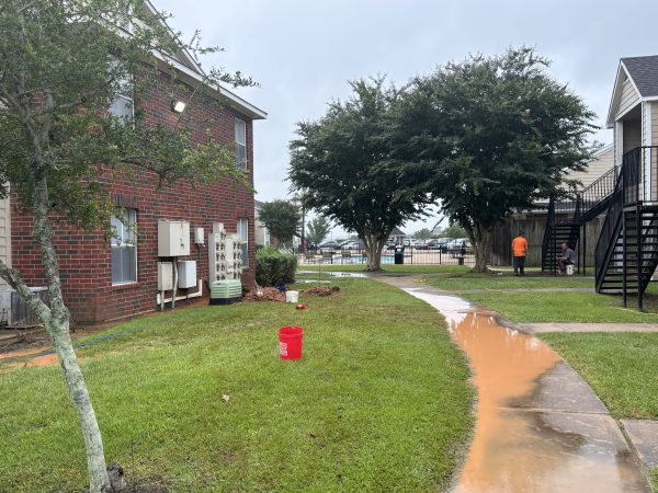 A hot water pipe burst near building 4 in University Columns.