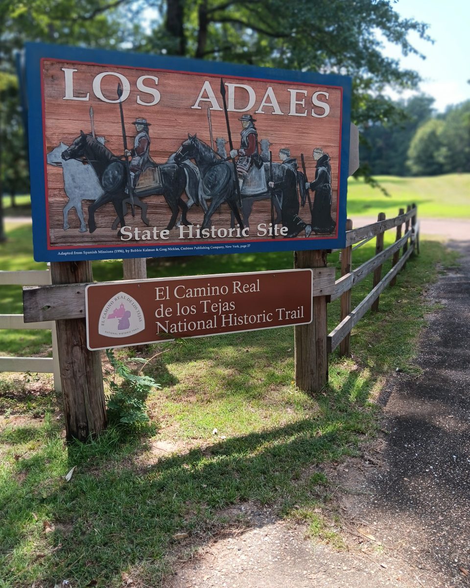 Sign for the entrance of Los Adaes. CJ Paligo, now an NSU student, helped in its design.  