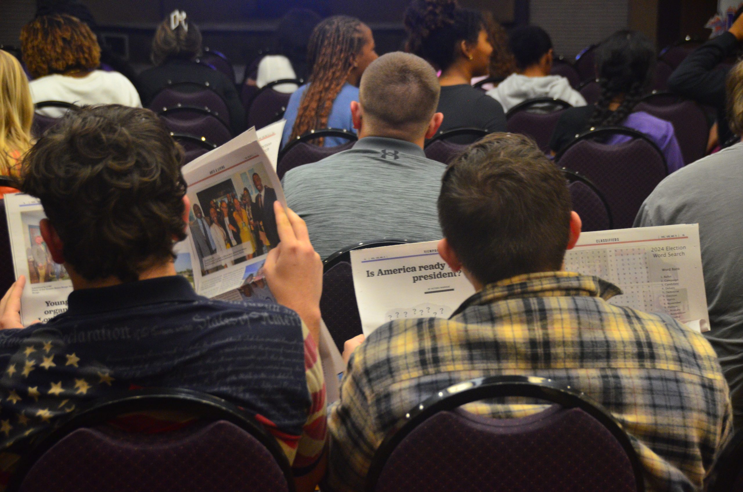 At the Election Day watch party event hosted by SGA and The Current Sauce, students anticipate the results of the new U.S. president-elect.