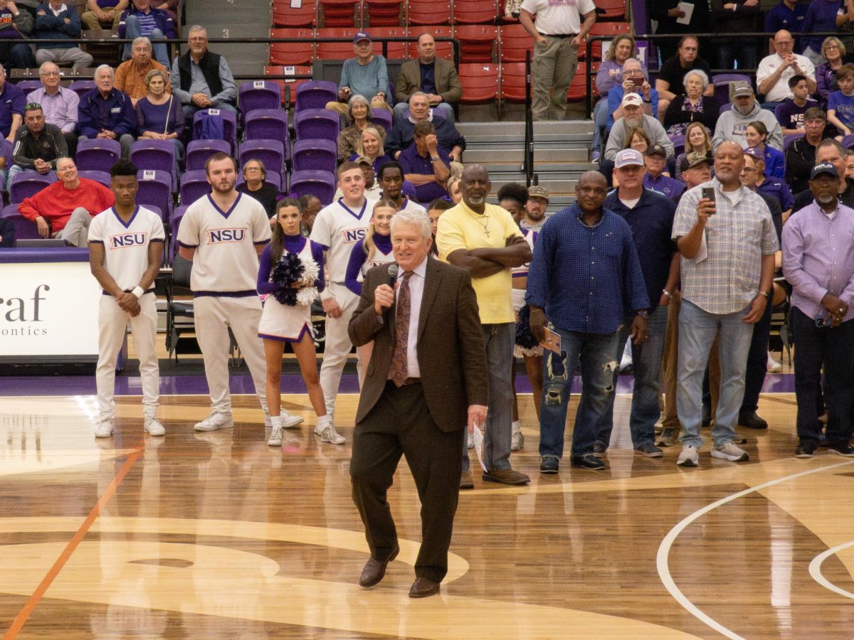 Mike McConathy, former NSU Demons basketball head coach with the longest winning history, was honored on Feb. 15, 2025, by naming the basketball court after him.