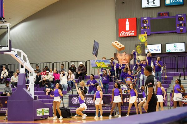 NSU students return to the student section in Prather Coliseum after winter break. 