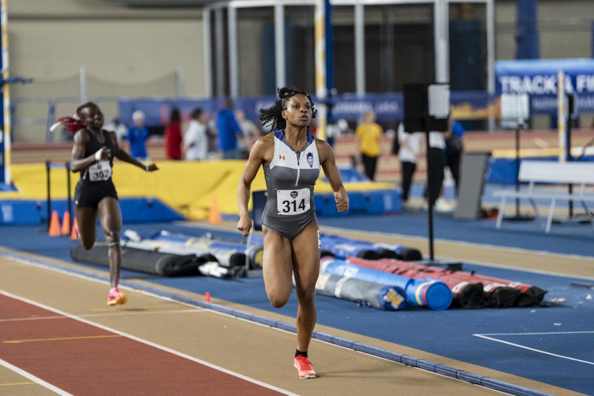 Maygan Shaw made up one of the women's 4x400 meter relay runners that earned the 2025 SLC Indoor Championship title. 