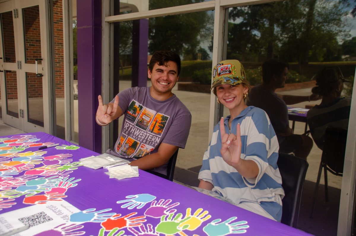 Order of Omega hosted These Hands Don’t Haze at the Student Union Plaza to raise awareness against hazing during hazing prevention month. Students were asked to write their name and organizations on a hand, then sign the pledge to help end hazing.