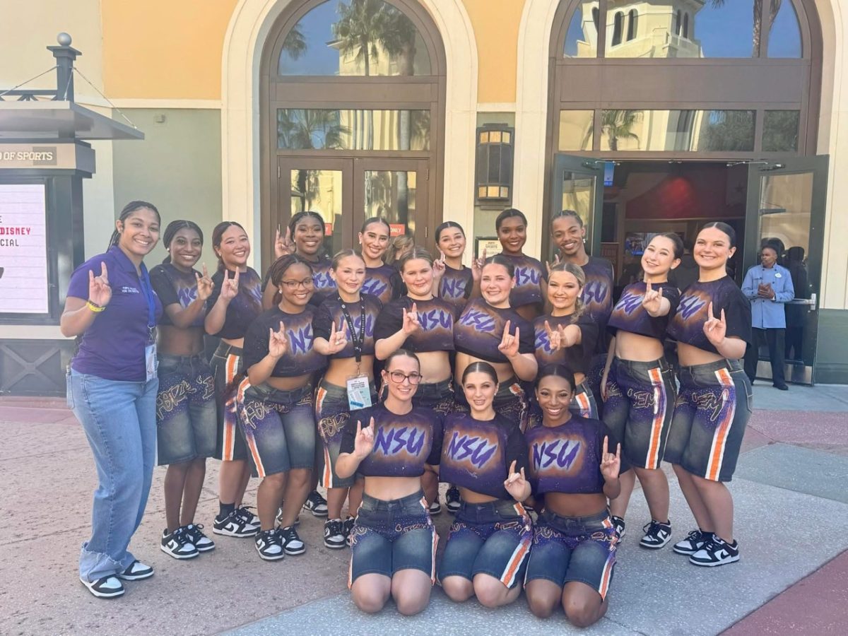 NSU Purple Pizzazz Pomline competes in the hip hop division at UDA nationals in Orlando, Fla.