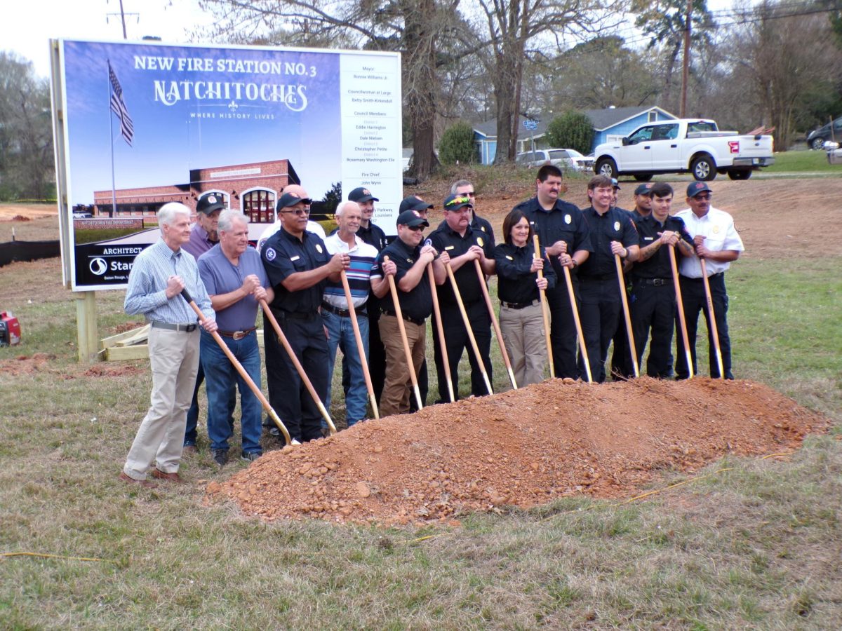 Firefighters breaking ground on the future site of Fire Station No. 3 on University Parkway in Natchitoches