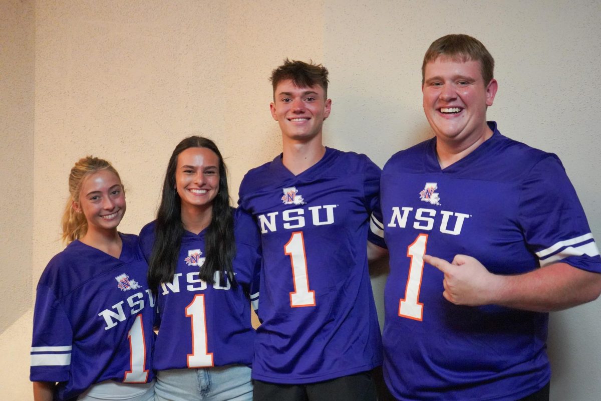 Freshmen wear NSU jerseys at New Student Convocation.