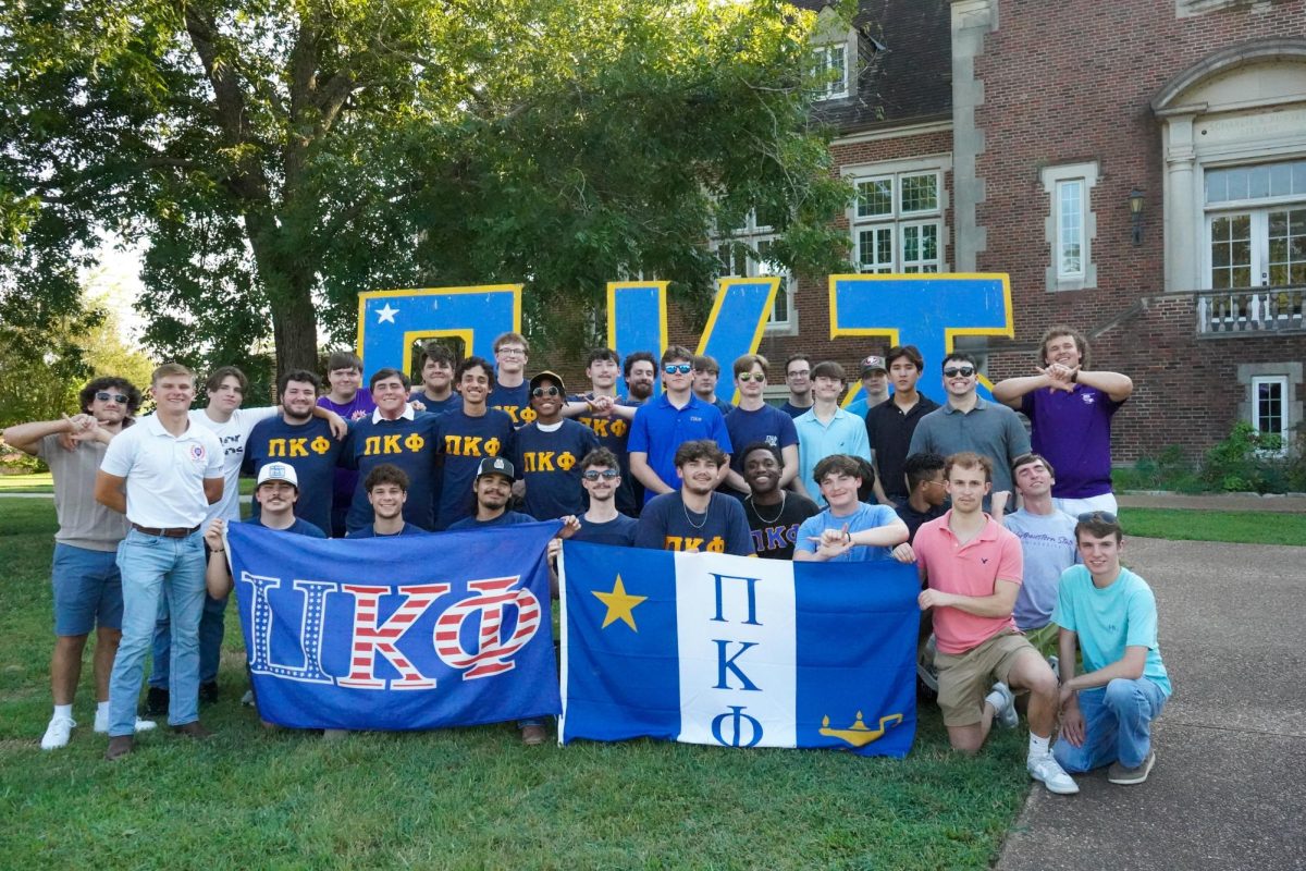 Pi Kappa Phi celebrate with new members after bid day.