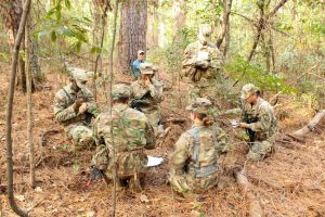 Demon Battalion works on improving leadership and team work through a retreat at the Grady Erwin Nature Preserve.